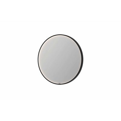 INK SP24 spiegel - 80x4x80cm rond in stalen kader incl dir LED - verwarming - color changing - dimbaar en schakelaar - geborsteld metal black 8409457