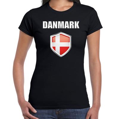 Denemarken landen supporters t-shirt - zwart - dames - fan kleding - korte mouwen