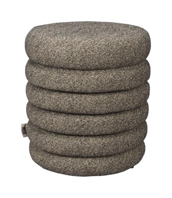 Dutchbone Poef 'Fern' Bouclé, kleur Zwart