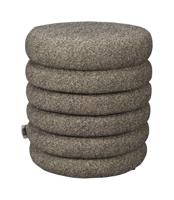 Dutchbone Poef 'Fern' Bouclé, kleur Zwart