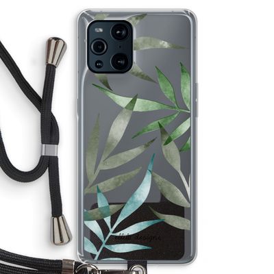 Tropical watercolor leaves: Oppo Find X3 Pro Transparant Hoesje met koord