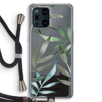 Tropical watercolor leaves: Oppo Find X3 Pro Transparant Hoesje met koord