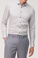 OLYMP Level Five Body Fit Overhemd grijs/wit, Motief