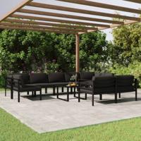 10-delige Loungeset met kussens aluminium antracietkleurig 10-delige Loungeset met kussens aluminium antracietkleurig