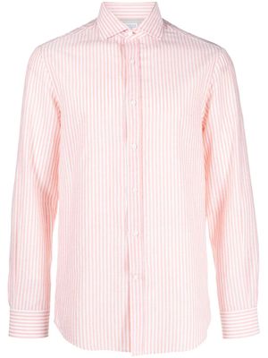 Brunello Cucinelli chemise rayée à col italien - Orange