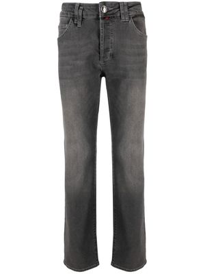 Billionaire jean droit à logo brodé - Gris