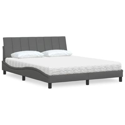 Bed met matras "Hanko" stof donkergrijs 160x200 cm
