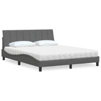 Bed met matras "Hanko" stof donkergrijs 160x200 cm