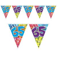 Leeftijd vlaggenlijn / slinger - 65 jaar - verjaardag feest versiering - mini vlaggetjes Leeftijd vlaggenlijn / slinger - 65 jaar - verjaardag feest versiering - mini vlaggetjes