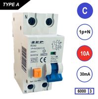 SEP Aardlekautomaat 10A C Kar 30mA 2 polig 36mm RCM2 Kema Keur 230V automaat en aardlek in een