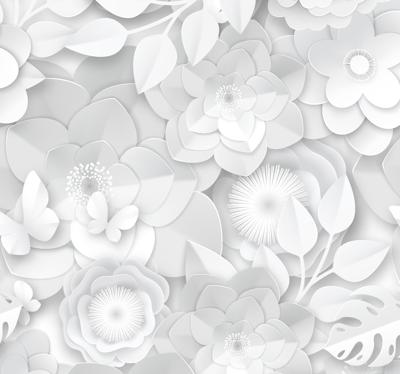 3d behang steen 3d witte bloemen