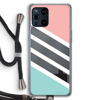 Strepen pastel: Oppo Find X3 Pro Transparant Hoesje met koord