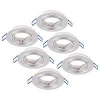 Set van 6 Kobi LED Inbouwspots - Kantelbaar - Diameter 90mm - Rond - GU10 Fitting inbouwarmatuur - IP20 voor binnen - Geborsteld RVS