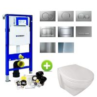 Geberit UP320 Set72 Sanindusa Plus Wandtoilet Verhoogd Rimless Softclose met Sigma Drukplaat Wit