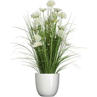 Kunstbloemen boeket wit - in pot wit - keramiek - H70 cm - thumbnail