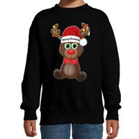 Kersttrui/sweater voor jongens/meisjes - Merry Christmas - zwart - Kerst rendier - thumbnail