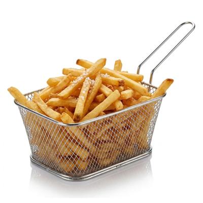 Arte regal Frietmandje - zilver - patatmandje - 23x11x7 cm - serveermandjes voor snacks