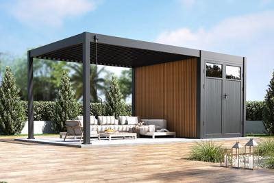 Lamellen overkapping + berging - 3x6 m. - Aluminium - Antraciet - Advance