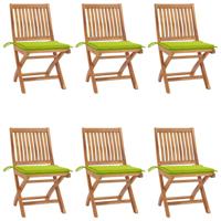 Tuinstoelen 6 st inklapbaar met kussens massief teakhout