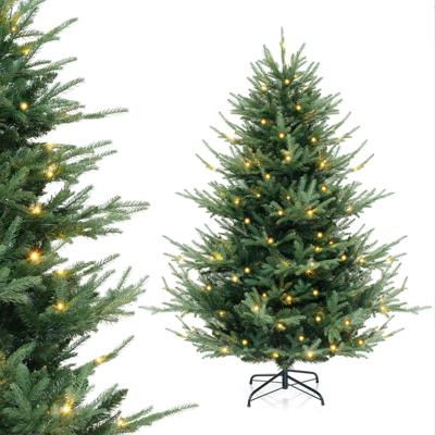 135 cm Kunstkerstboom 442 Takken 160 Warm Witte LED-Lampjes PE PVC Vellen Voorverlichte Kerstboom voor Feestdagen Thuis
