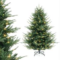 135 cm Kunstkerstboom 442 Takken 160 Warm Witte LED-Lampjes PE PVC Vellen Voorverlichte Kerstboom voor Feestdagen Thuis