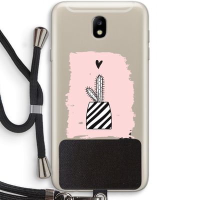 Zwart-wit cactus: Samsung Galaxy J7 (2017) Transparant Hoesje met koord