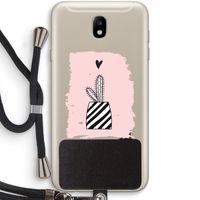Zwart-wit cactus: Samsung Galaxy J7 (2017) Transparant Hoesje met koord