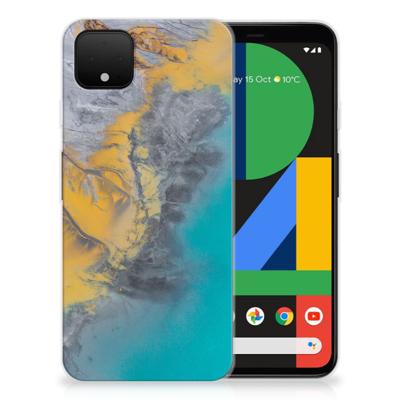 Google Pixel 4 XL | TPU | Siliconen hoesje | Marble Blue Gold