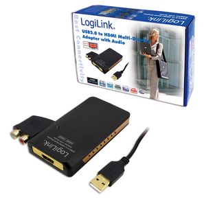 LogiLink UA0105 kabeladapter/verloopstukje USB 2.0 HDMI/2 x RCA Zwart