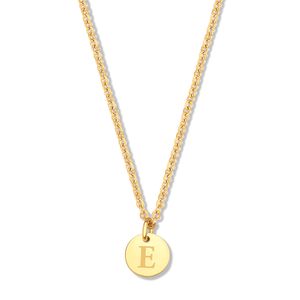 CO88 Collection Alphabet 8CN 26142 Stalen collier -hanger rond 7mm - letter E - 38 + 7 cm - Goudkleurig