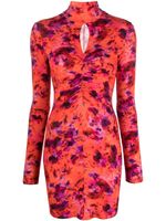 Patrizia Pepe floral-print ruched minidress - Orange - thumbnail