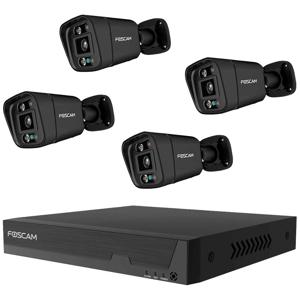 Foscam FN9108E-B4-2T BLACK FN9108E-B4-2T black IP-Bewakingscameraset LAN 8-kanaals Met 4 cameras 3840 x 2160 Pixel