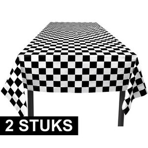 2x Race thema tafelkleden zwart/wit 130 x 180 cm