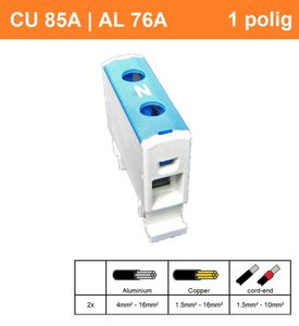 SEP CK60 blauw 1,5-16mm2 aansluitklem DIN rail bodemmontage