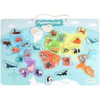 Magnetisch continentenbord - Educatief spel - JADE - 30 dierenstukken - FSC-hout - 40x30 cm - Vanaf 3 jaar