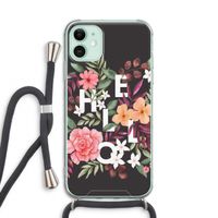 Hello in flowers: iPhone 11 Transparant Hoesje met koord