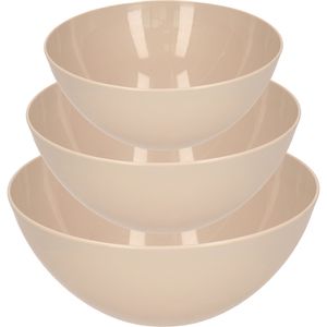 Plasticforte voedsel serveer schalen set - 3x stuks - beige - kunststof - Dia 20/25/28 cm