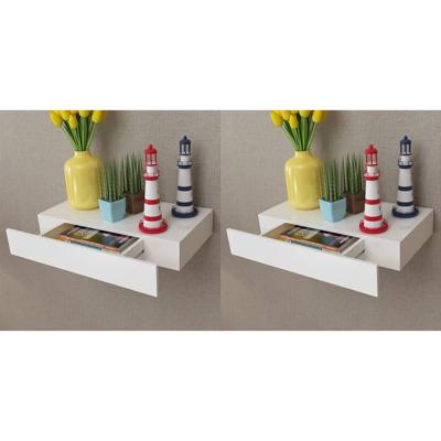 Wandplanken zwevend met lades 2 st 48 cm wit