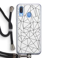 Geometrische lijnen zwart: Samsung Galaxy A40 Transparant Hoesje met koord