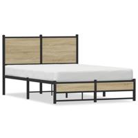 Bedframe met hoofdbord metaal sonoma eikenkleurig 120x200 cm