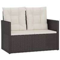 vidaXL Tuinbank met kussens 105 cm poly rattan zwart - thumbnail