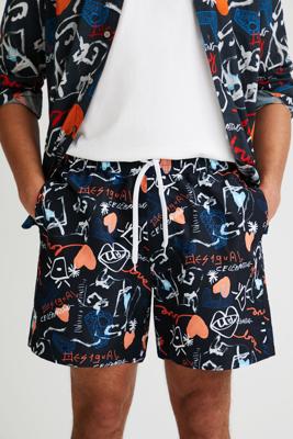 Zwembroek met arty print - BLACK - M
