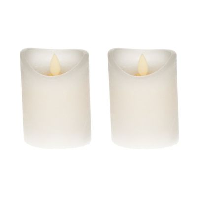 2x LED kaarsen/stompkaarsen wit 10 cm Flame met flakkerende vlam