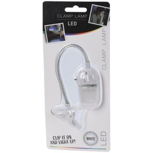 LED Leeslamp met klem - wit - 25 cm - incl. batterijen   -