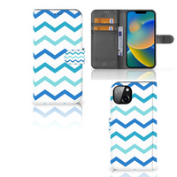 iPhone 14 Plus Telefoon Hoesje Zigzag Blauw - thumbnail