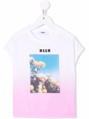 MSGM Kids t-shirt à effet dégradé - Blanc