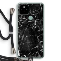 Zwart Marmer 2: Pixel 5 Transparant Hoesje met koord