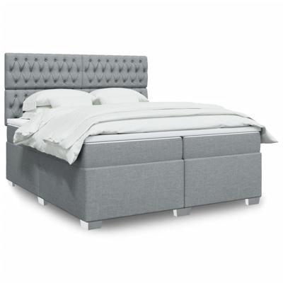 Boxspring met matras stof lichtgrijs 200x200 cm