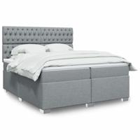 Boxspring met matras stof lichtgrijs 200x200 cm