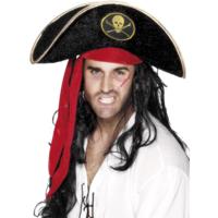 Piratenhoed - zwart/goud - piraten - verkleden - carnaval - jack sparrow